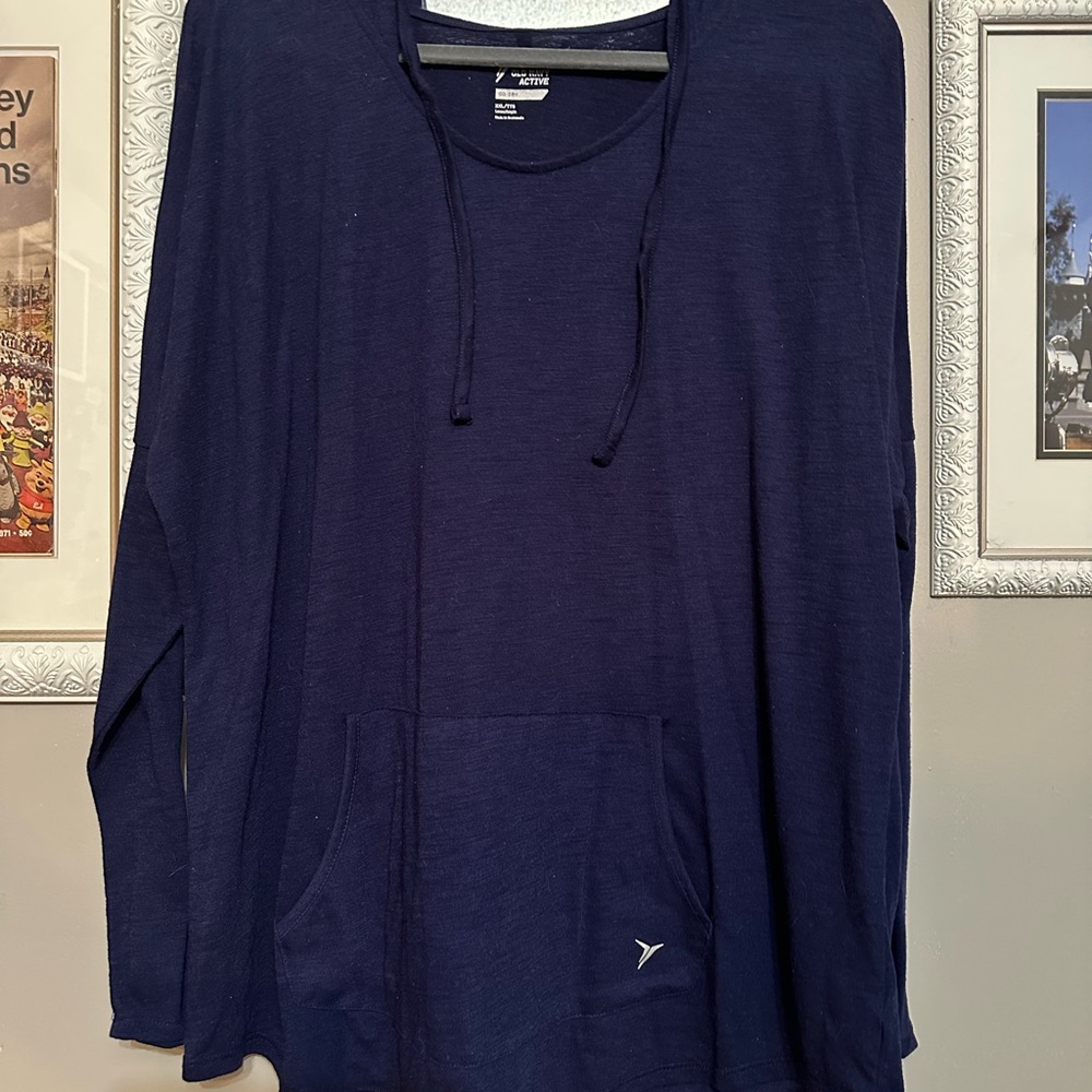 Old Navy Active Dark Blue Thin Hooded Top with Kangaroo Pocket